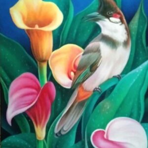 Painting of bird on canvas