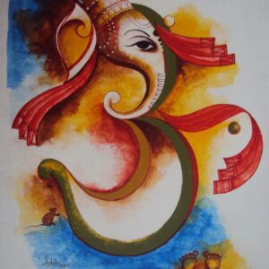 Painting of ganesha on canvas