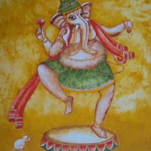Painting of dancing ganesha on canvas
