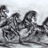 Drawing of Horses with charcoal on paper