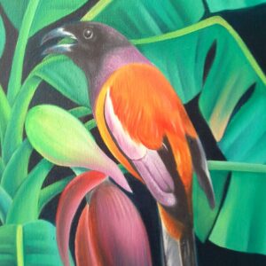 Painting of bird on canvas