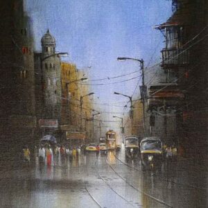 Painting of Kolkata on canvas board