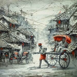 Painting of Kolkata rickshaw on canvas