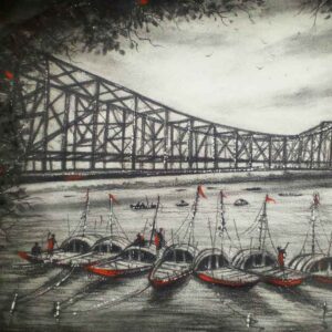 Painting of Howrah bridge on paper
