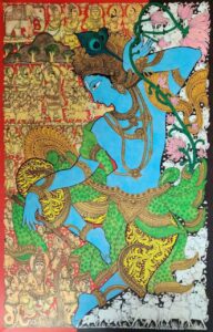 Kalamkari painting of Krishna on canvas