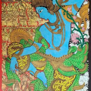 Kalamkari painting of Krishna on canvas