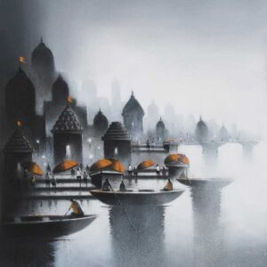 Painting of benaras on canvas