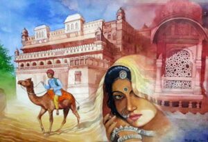 Painting of Rajasthan on paper
