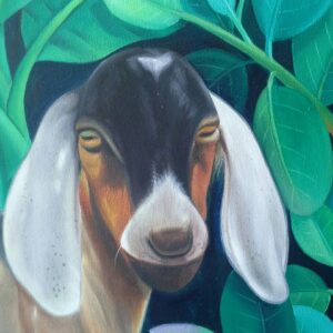 Painting of goat on canvas