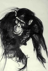 Animal painting with charcoal