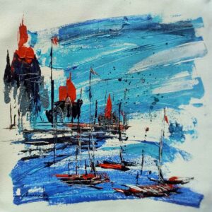 Abstract painting of Benaras on canvas