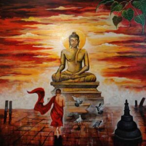 Buddha and Monk Child IX [30 X 30 inches]