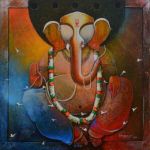 Painting of Ganesha on canvas