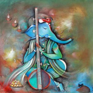 Painting of Lord Ganesha on canvas