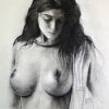 Painting of a nude woman with charcoal on paper
