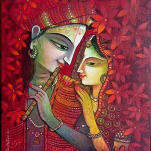 Painting of Radha and Krishna on Canvas