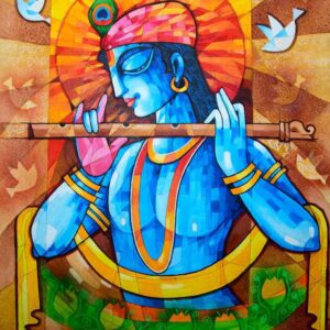 Painting of Krishna on canvas