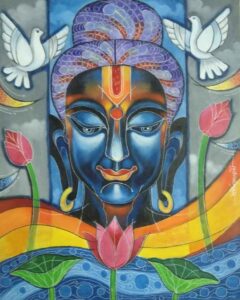 Painting of lord buddha on canvas