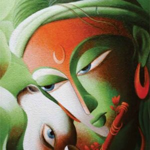 Painting of Radha and Krishna on canvas