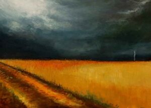 Painting of approaching rain in the fields