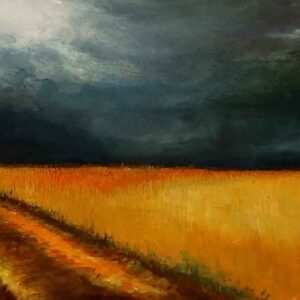 Painting of approaching rain in the fields