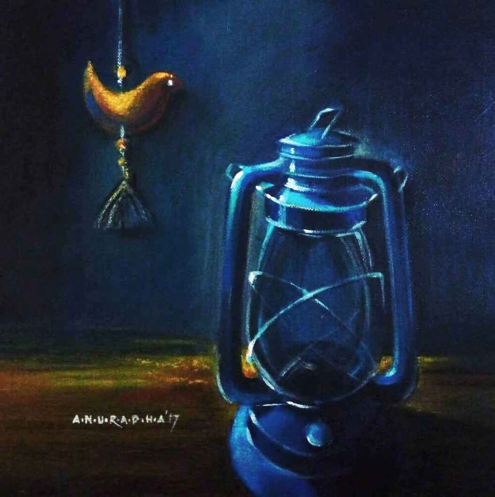 Painting of old memories like a kerosene lamp