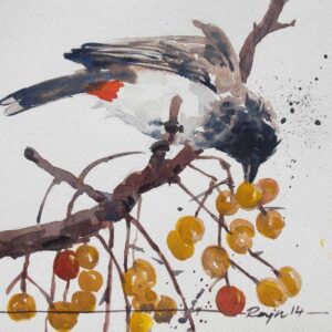 Painting of bird on paper