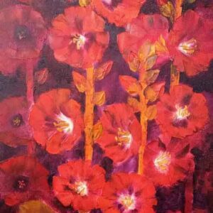 Hollyhocks [18 X 42 inches]