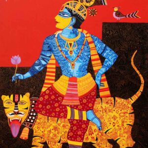 Krishna with Tiger [48 X 36 inches]