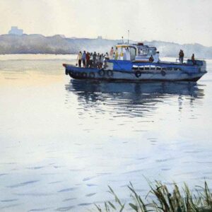 Morning Ferry on the Hooghly [14 X 21 inches]