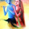 Painting on canvas of Lord Krishna and Radha