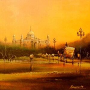 Painting of Kolkata city on canvas