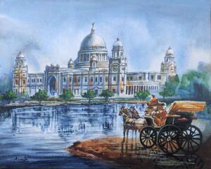 Painting of Victoria Memorial on canvas