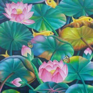 Lotus and Fish [48 X 36 inches] SOLD