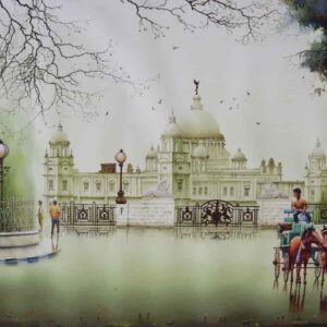Painting of Kolkata cityscape on paper