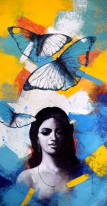 Painting on canvas of a woman