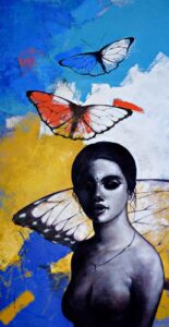 Painting on canvas of a woman