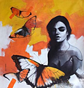 Painting on canvas of a woman
