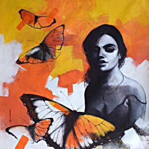 Painting on canvas of a woman