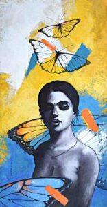 Painting on canvas of a woman