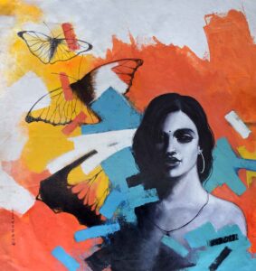Painting on canvas of a woman