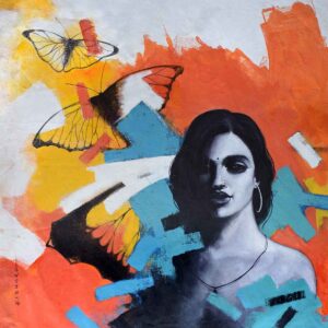 Painting on canvas of a woman