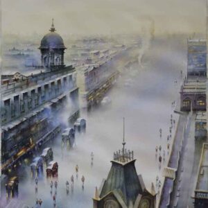 Painting of Kolkata cityscape on paper