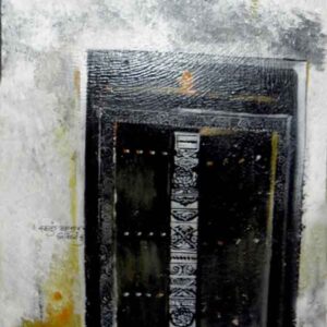 Painting on canvas of an old door
