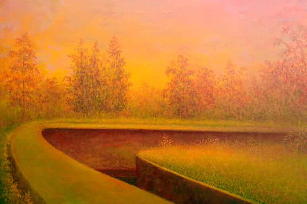 Painting of landscape on canvas