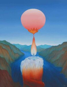 Painting on canvas of the sun