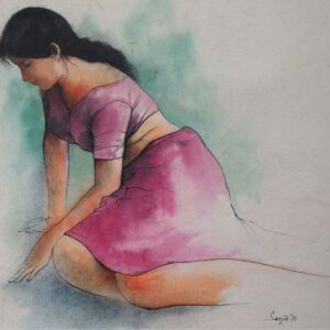 Painting on paper of woman