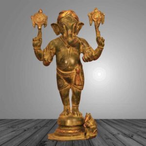 Brass statue of standing bal ganesh
