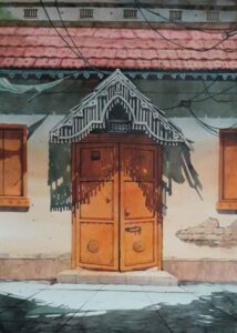 Painting on paper of a door in Rajasthan