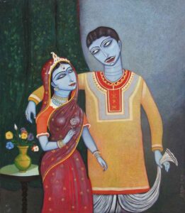 Painting on canvas of couple.